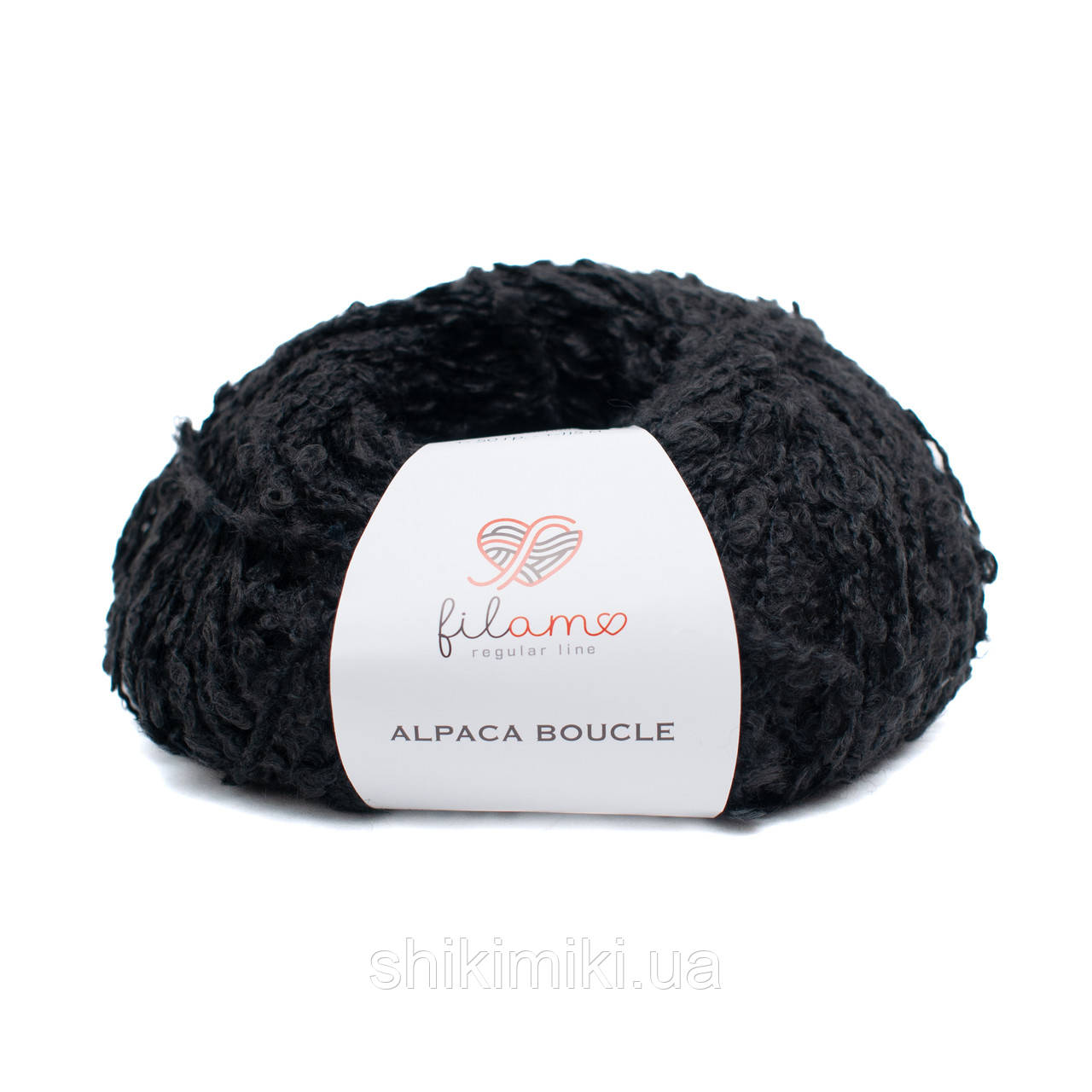 Напіввовняна букльована пряжа Filamo Alpaca Boucle, колір Чорний, фото 1