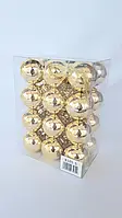 Кулі ялинкові в упаковці по 24 штуки діаметр 5 см золотого кольору