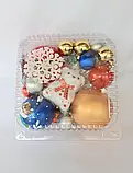 Набір ялинкових кульок (верхівка,намиста,кулі різного діаметру,сніжинки і фігурки), фото 2