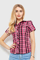 Рубашка женская в клетку повседневная, цвет розово-серый, размер S, 230R062