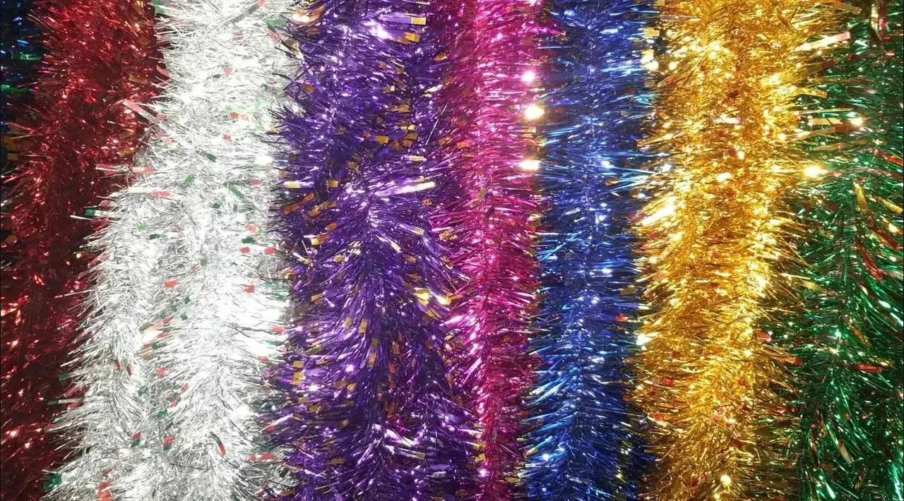 Новорічна мішура Локшина 50 шт/упаковка 10 см/3 метри кольори в асортименті, фото 1