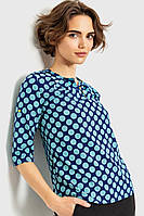 Блуза з принтом, колір синьо-зелений, розмір XS, 230R1121-2