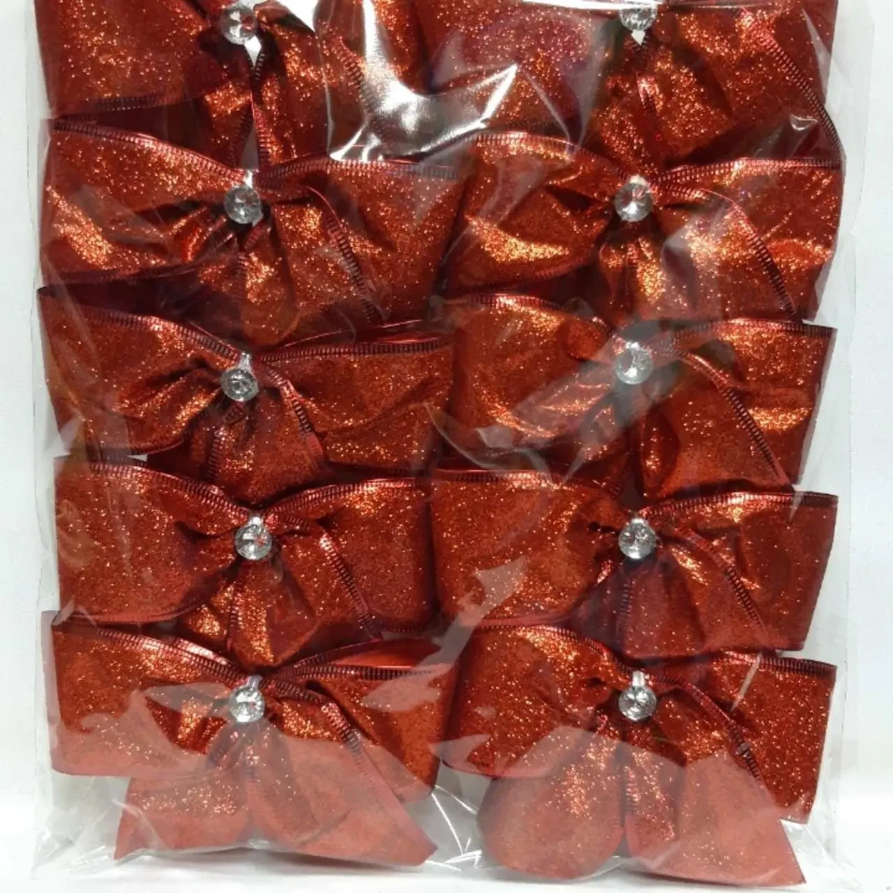 Бант Новорічний на ялинку в упаковці по 10 штук розмір 12 см, фото 1