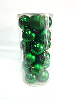 Кулі ялинкові 24 штуки в упаковці діаметром 8 см зелені