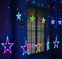 Новорічна віконна світлодіодна гірлянда Зірки 3 метри