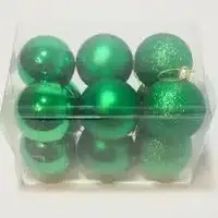 Кулі ялинкові 12 штук в упаковці діаметром 8 см зеленого кольору