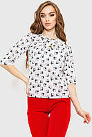 Блуза з принтом, колір молочно-чорний, розмір L, 230R1121