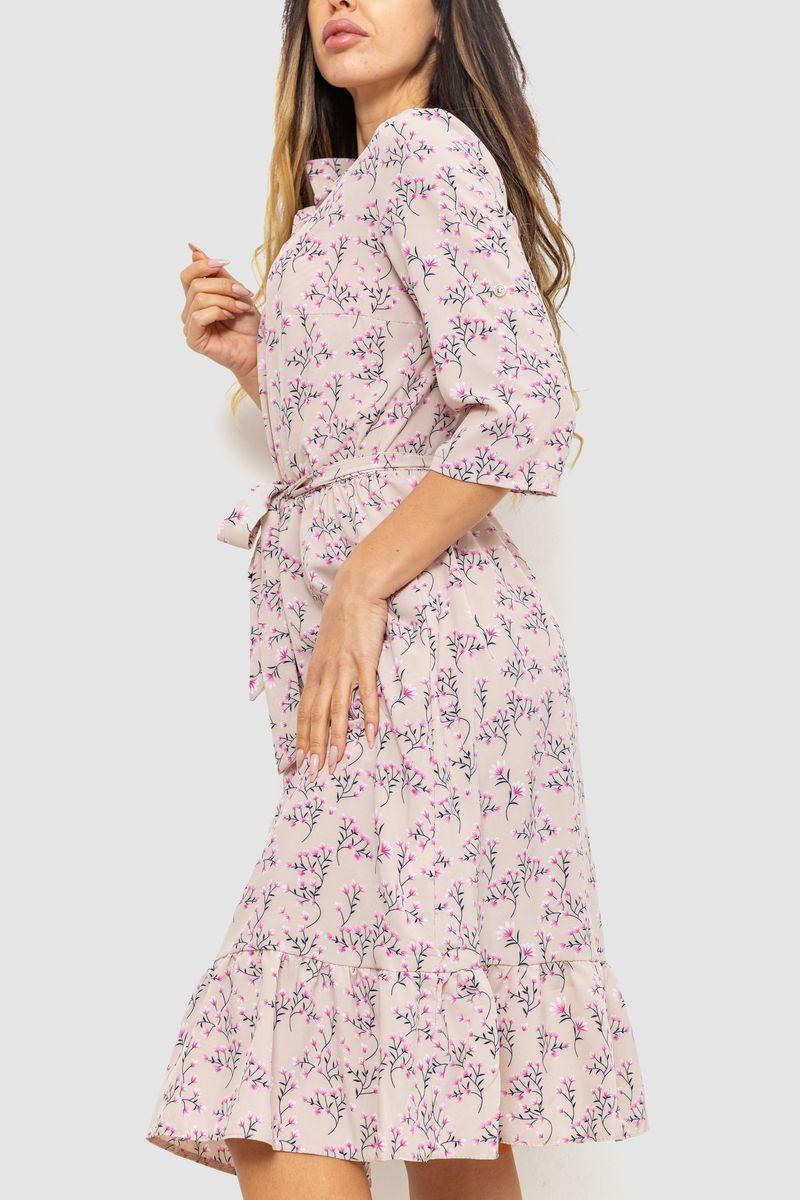 Платье с принтом, цвет бежево-розовый, размер L, 230R040-4 - фото 3 - id-p2035367065