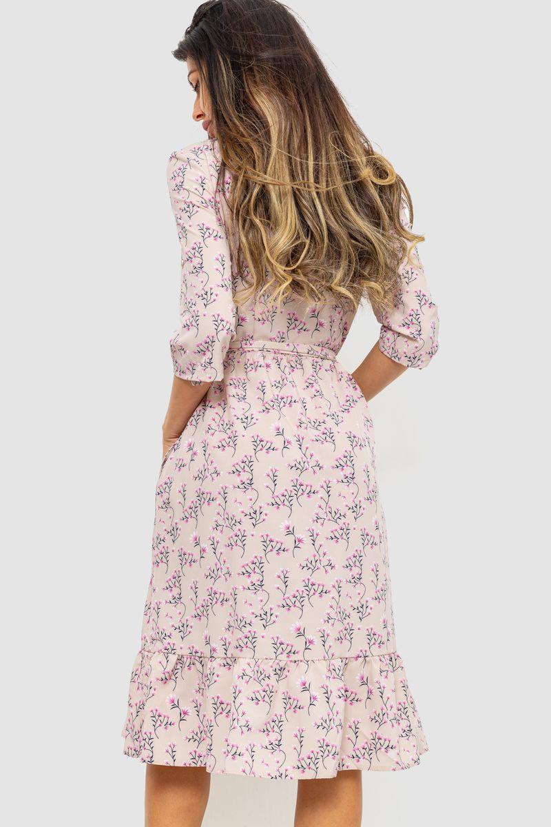 Платье с принтом, цвет бежево-розовый, размер L, 230R040-4 - фото 4 - id-p2035367065