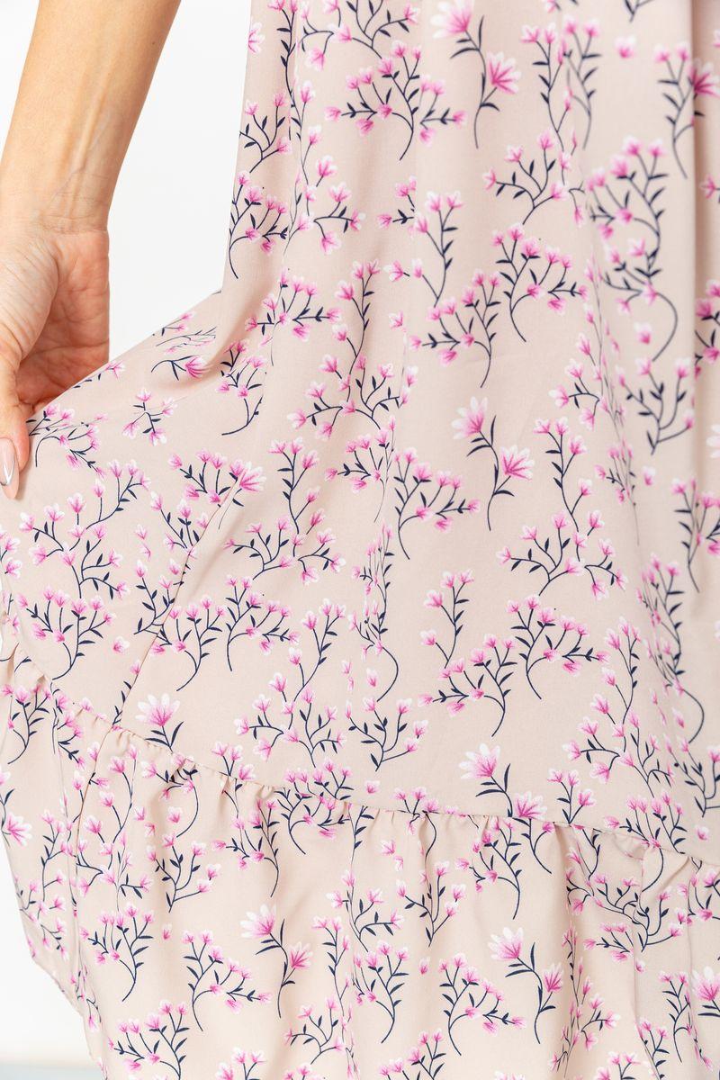 Платье с принтом, цвет бежево-розовый, размер L, 230R040-4 - фото 5 - id-p2035367065