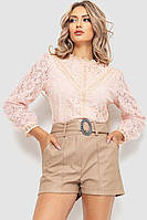 Блуза жіноча гіпюрова, колір пудровий, розмір S-M, 204R004