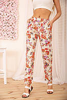 Літні бавовняні штани, з квітковим принтом, колір Білий, розмір S, 172R65-1