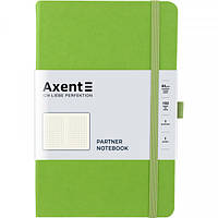 Книга записна Axent Partner, А5, 96арк, кліт, на гумці, з кішенею, ляссе, салатова