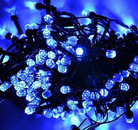 Светодиодная гирлянда-нить черная проволока 300 LED Xmas рубинка 13.5 м 8 режимов синий