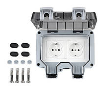 Уличная розетка для двора сада с влагозащитой IP66 на две вилки