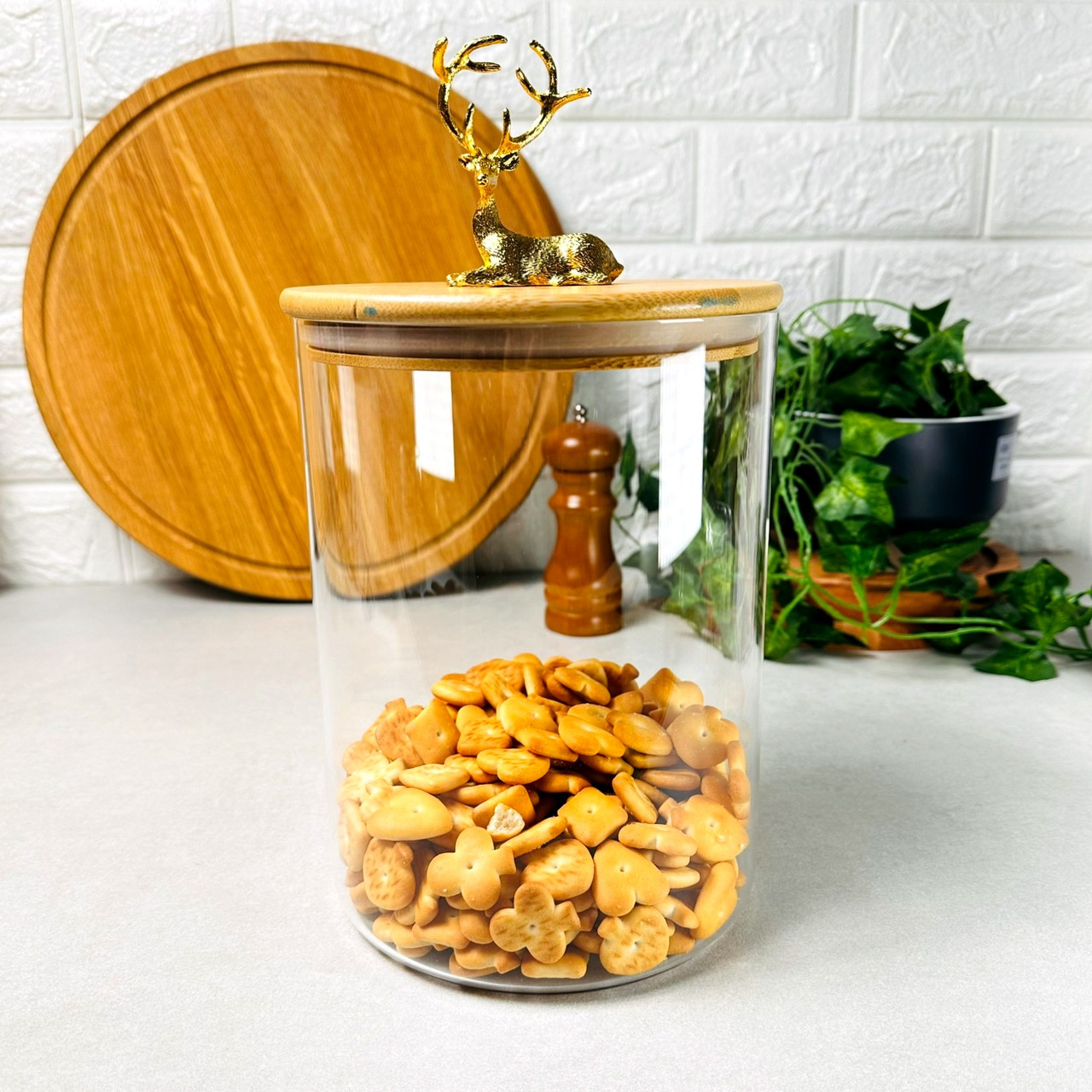 Велика банка для зберігання з бамбуковою кришкою 3 л Royal Stag Олень, фото 1