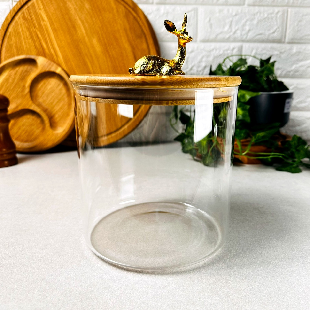 Велика банка для зберігання з бамбуковою кришкою 2.2 л Royal Stag Олень, фото 1