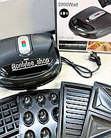 Мультимейкер 4 в 1 Opera OP-908 Сендвичница электрическая вафельница орешница гриль-тостер прижимной 2200W