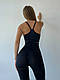 Комплект двійка: лосини з ефектом пуш-ап та топ на тонких бретельках з чашечками L, Чорний, фото 2
