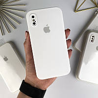 Силиконовый чехол с квадратными бортами на iPhone Xs Max White (9)