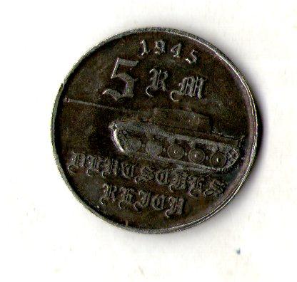 Німеччина 5 рейхсмарок 1945 рік муляж №366, фото 1