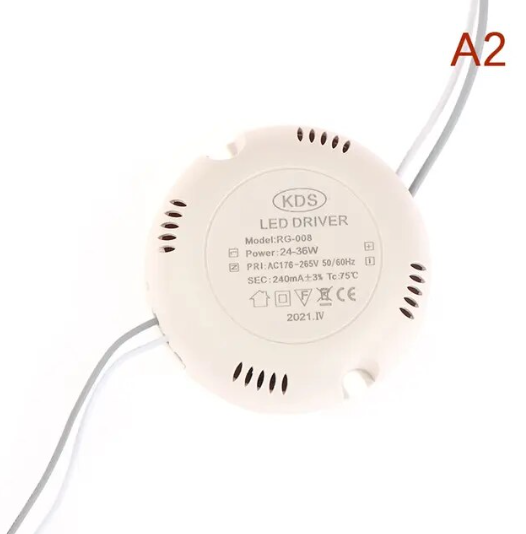 №214 Круглий Драйвер 24-36x1W 230mA 72-108V (2 pin — один режим) для Світильника 24-36 W 2pin, фото 1