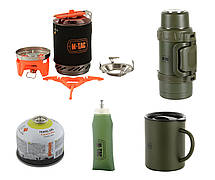 M-tac комплект термос, термокухоль, пляшка для води, газова горілка