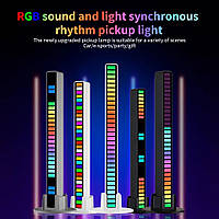 Смарт светильник эквалайзер от USB, 32 LED D08-RGB / Подсветка под музыку / Звуковая лампа