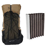 Рюкзак туристичний 3F UL GEAR 40 + 16л Ультралегкий. Колір: хакі. Вага: 850г + килимок Widesea сіро-коричневий