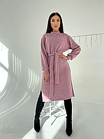 Платье женское ангоровое с поясом 42-46; 48-50 (5 цв.) "OSIPOVA" недорого от прямого поставщика Oversize S-L, Пудровый