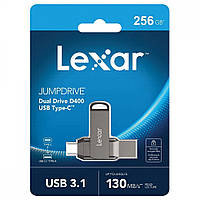 Флеш-Накопитель 256GB LEXAR OTG JumpDrive D400 USB to Type-C (USB 3.1) black