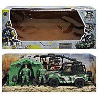 Военный набор "Soldier Combat 9", машина, солдатик, палатка Пластик Зеленый (205629)