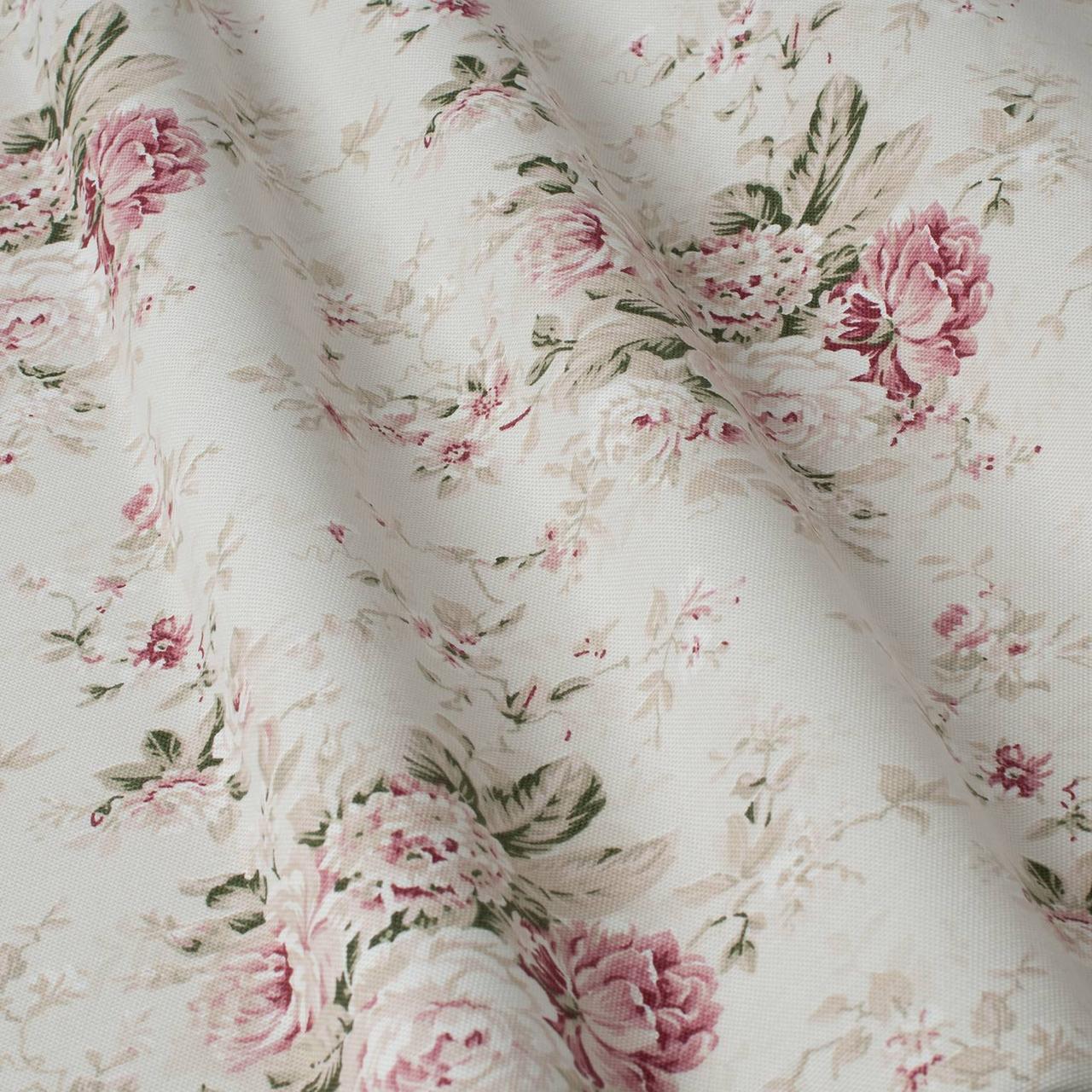 Декоративная ткань с тефлоновой пропиткой букеты розовых роз на молочном фоне 180см 88314v7 - фото 1 - id-p2035606669