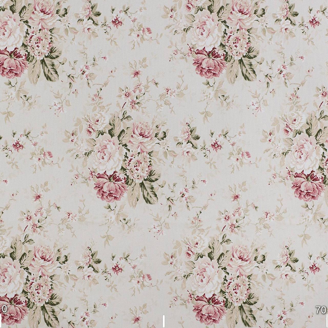 Декоративная ткань с тефлоновой пропиткой букеты розовых роз на молочном фоне 180см 88314v7 - фото 3 - id-p2035606669