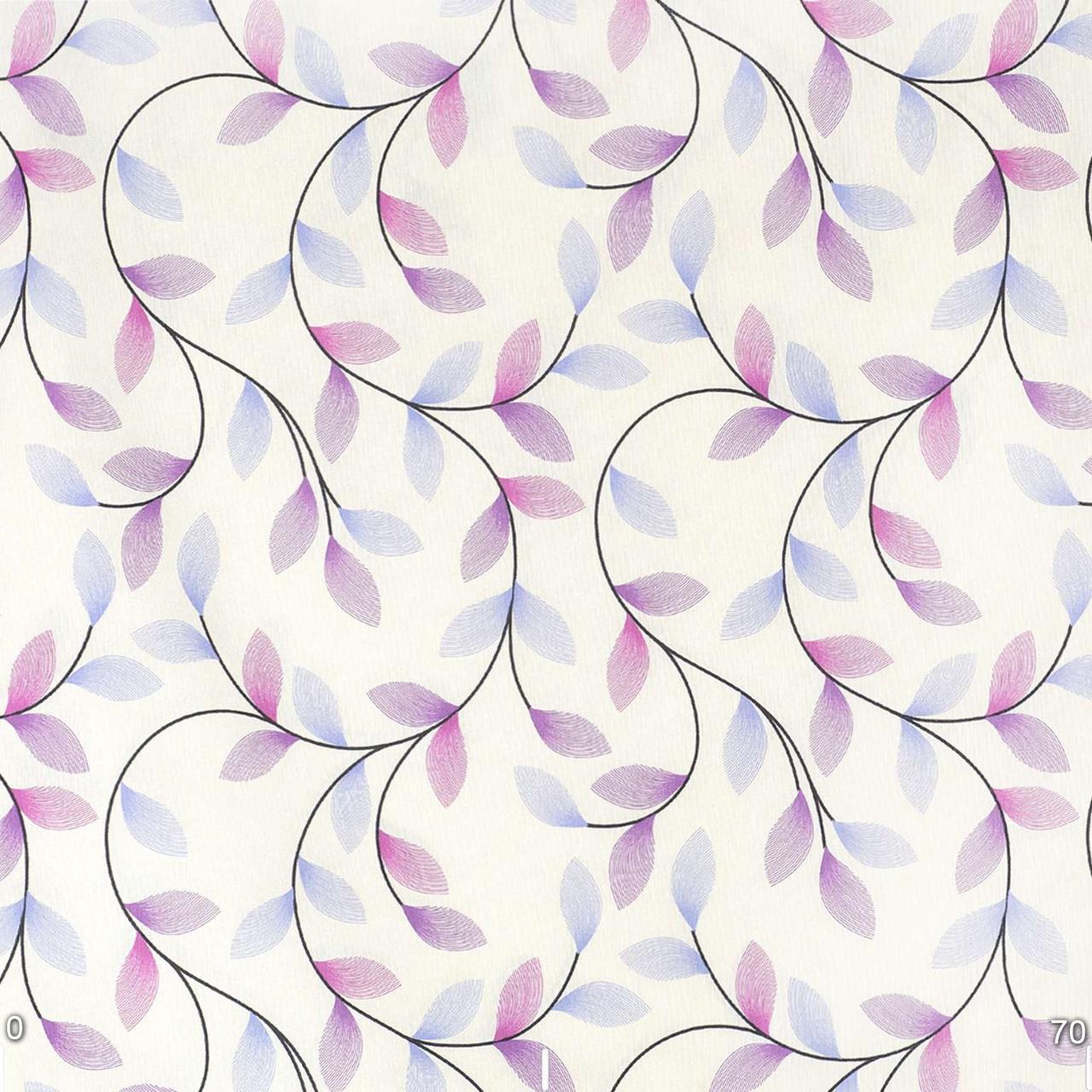 Декоративная ткань листики сиреневого и розового цветов на молочном фоне 180см тефлон 88287v49 - фото 2 - id-p2035606692