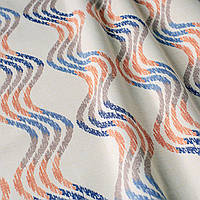 Декоративная ткань сине-оранжевая волна Турция 87964v3