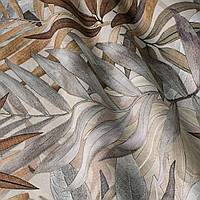 Декоративная ткань серые и коричневые листья Испания 87886v1