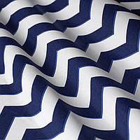 Декоративная ткань в бело-синий зигзаг Турция 85734v108