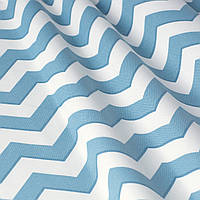 Декоративная ткань в бело-голубой зигзаг 180см 85713v23