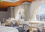 Скатертна тканина для ресторану з ромбоподібним вензелем білого кольору Італія 83546v2, фото 2