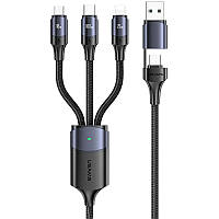 Дата кабель Usams US-SJ511 U71 All in One Aluminum Alloy USB + Type-C to Triple Head 3in1 100W(1.2m) RIO