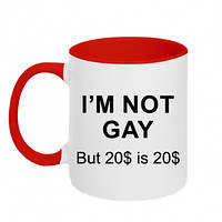 Кружка двухцветная 320ml I'm not gay, but 20$ is 20$