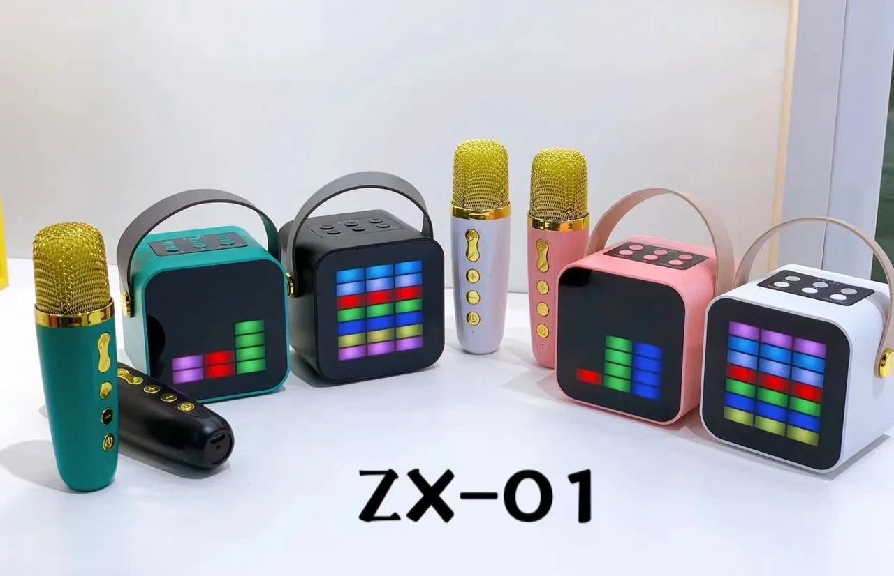 Портативная Bluetooth колонка ZX-01 детская с Микрофоном караоке, RGB, FM радио - фото 1 - id-p1977369831