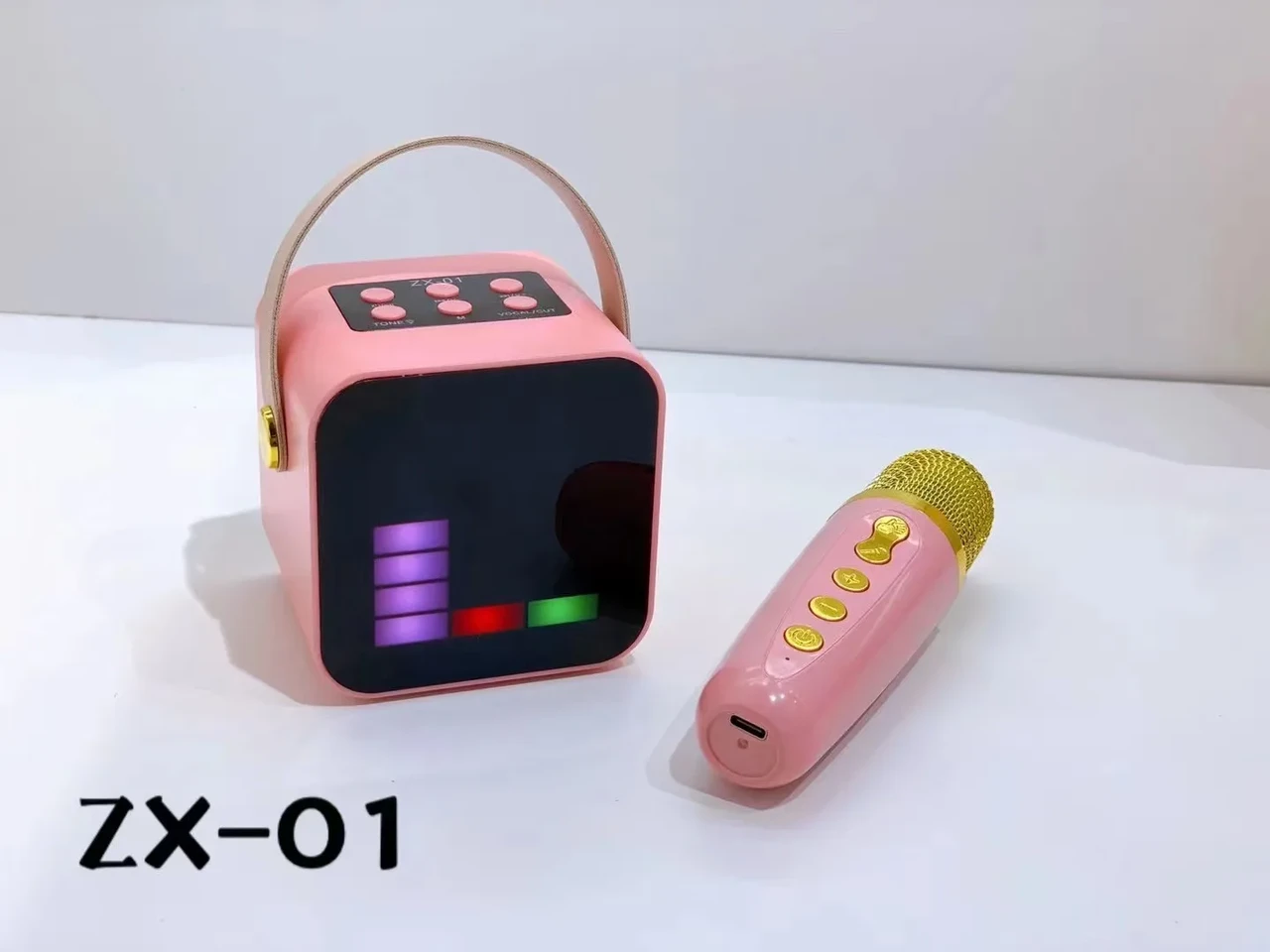 Портативная Bluetooth колонка ZX-01 детская с Микрофоном караоке, RGB, FM радио - фото 5 - id-p1977369831