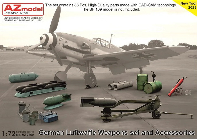 Пластикова модель 1/72 AZ model 7860 Набір зброї та аксесуарів німецького Люфтваффе