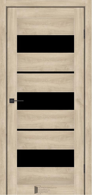 Двері міжкімнатні КФД/ KFD Flora Дуб звичайний чорне скло, фото 1