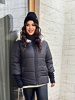 Теплая зимняя куртка с тканевым рукавом Ткань плащевка+синтепон 200 Размеры 48-50,52-54,56-58,60-62