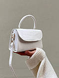 Жіноча крокодилова сумка крос-боді 7314 рептилія біла, фото 2
