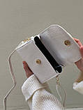 Жіноча крокодилова сумка крос-боді 7314 рептилія біла, фото 4