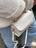 Жіноча крокодилова сумка крос-боді 7314 рептилія біла, фото 5